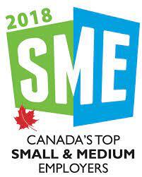 2016 Canada's top small & medium employers logo featuring a maple leaf and the text "Canada's Top SME Employers 2016".